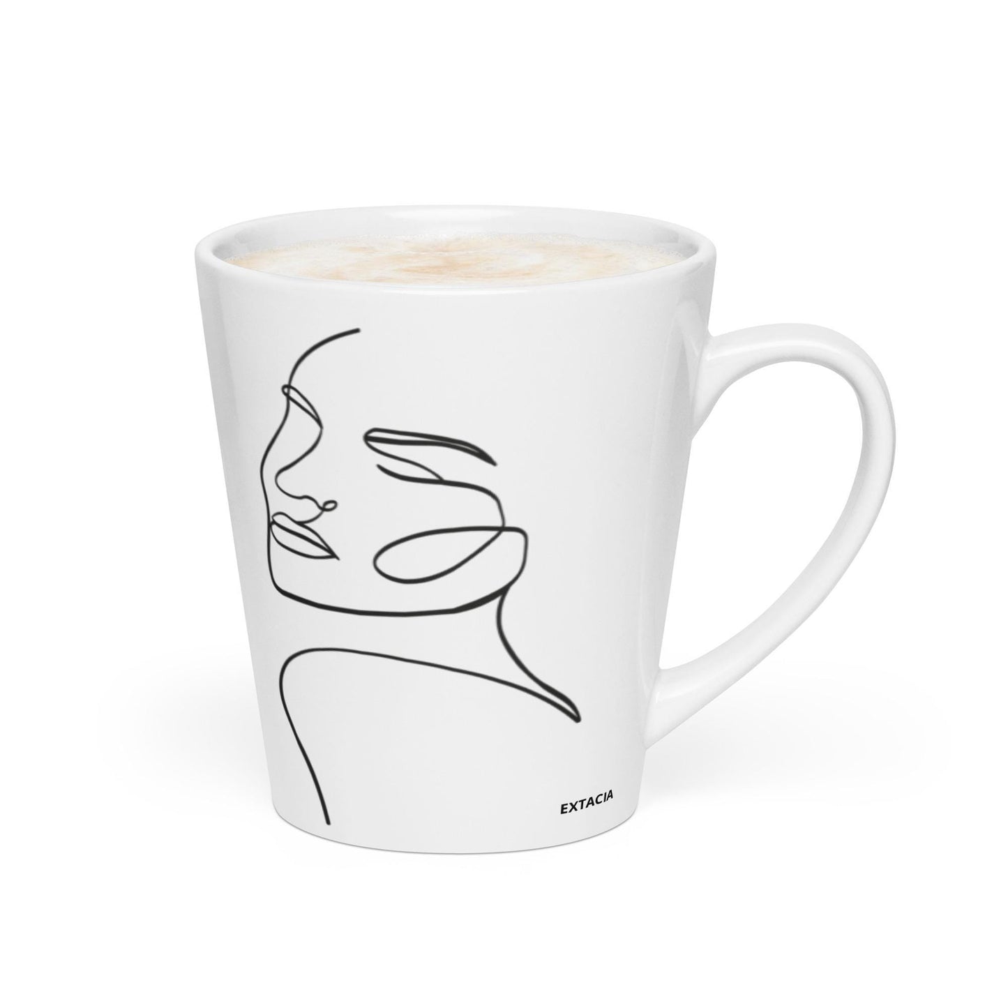 Mug à café en Céramique Blanche - Tasse 12 oz -  Élégante, Ergonomique – Bureau, Cuisine, Maison, Cadeau - Design minimaliste Calligraphie