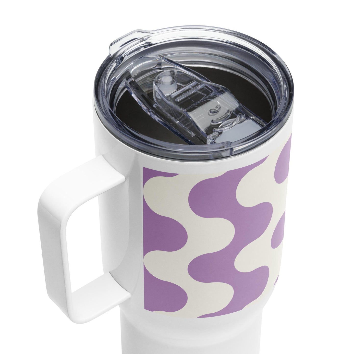 Mug Isotherme Inox - Mug de Voyage Isotherme en Acier Inoxydable avec Anse – Design Graphique - THERMOS, gobelet - Durable, Léger, Étanche