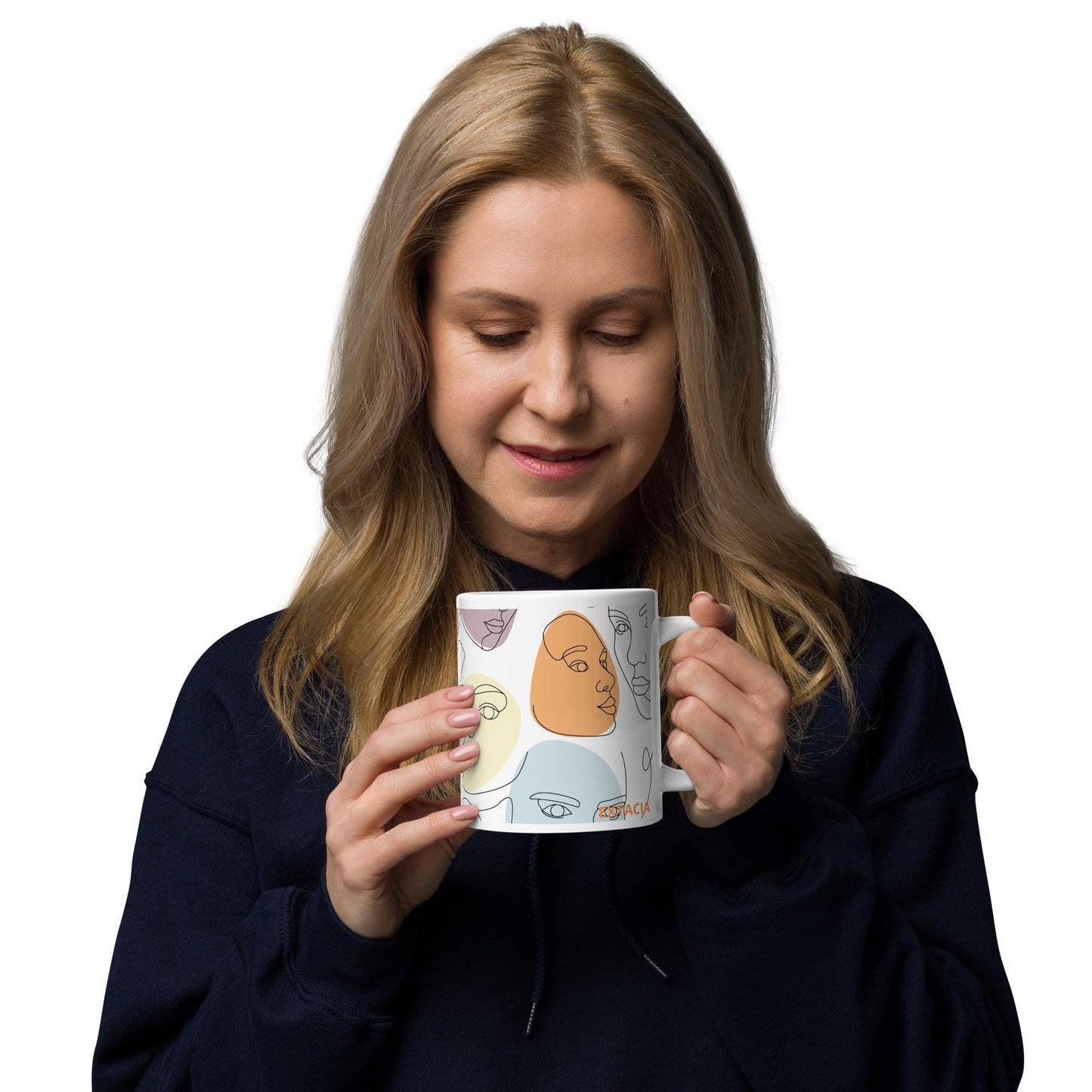 Mug en Céramique – 11, 15 et 20 oz - Tasse Élégante Design Artistique Visages Calligraphie - Personnalisable - cadeau, bureau, déco cuisine