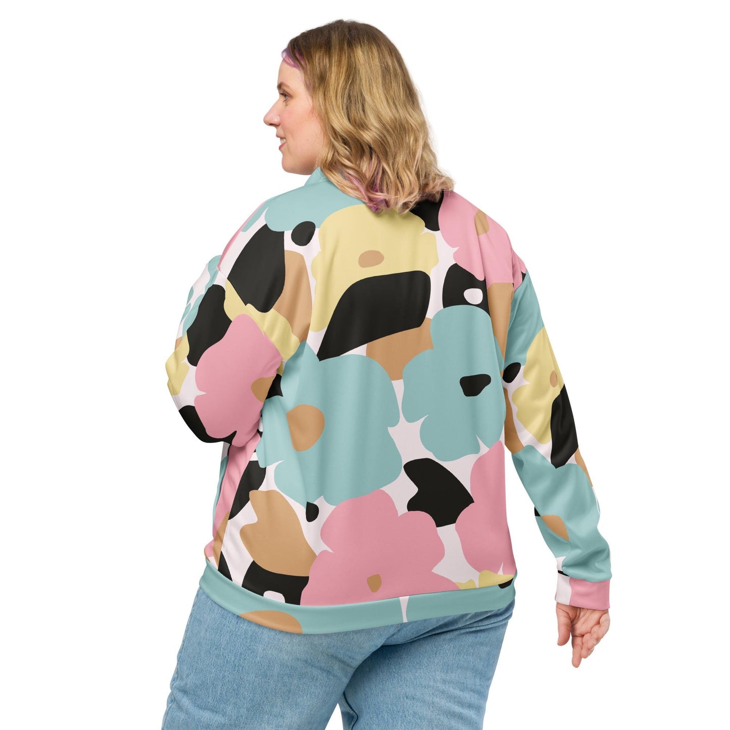 Veste bombardier pour femme - Fleuri, Pastel – Zippée, légère et confortable – Minimaliste