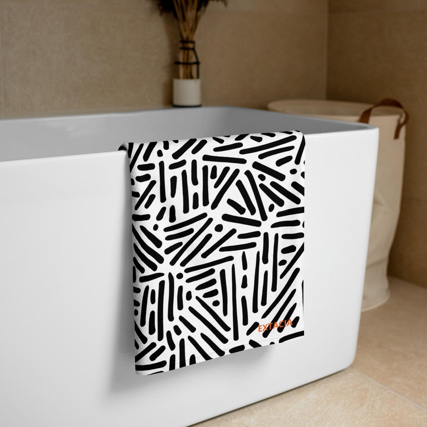 Serviette de Bain en Coton – Serviette de plage - Douce, Absorbante et Compacte - Voyage, Sport, Piscine surf - Design Minimaliste Graphique