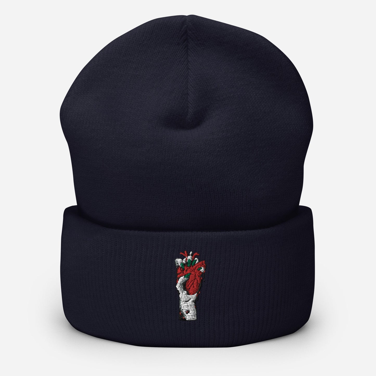 Bonnet Minimaliste à Revers - UNISEX avec motif brodée - accessoire d’hiver doux, chaud - Retro, hip hop, danse, skater, cadeau anniversaire