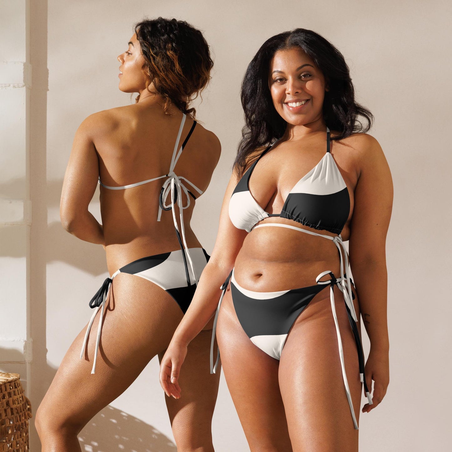 Bikini Recyclé pour Femme - Polyester recyclé – Maillot de Bain deux pièces, Écologique, Confortable - Plage - Design Minimaliste Graphique