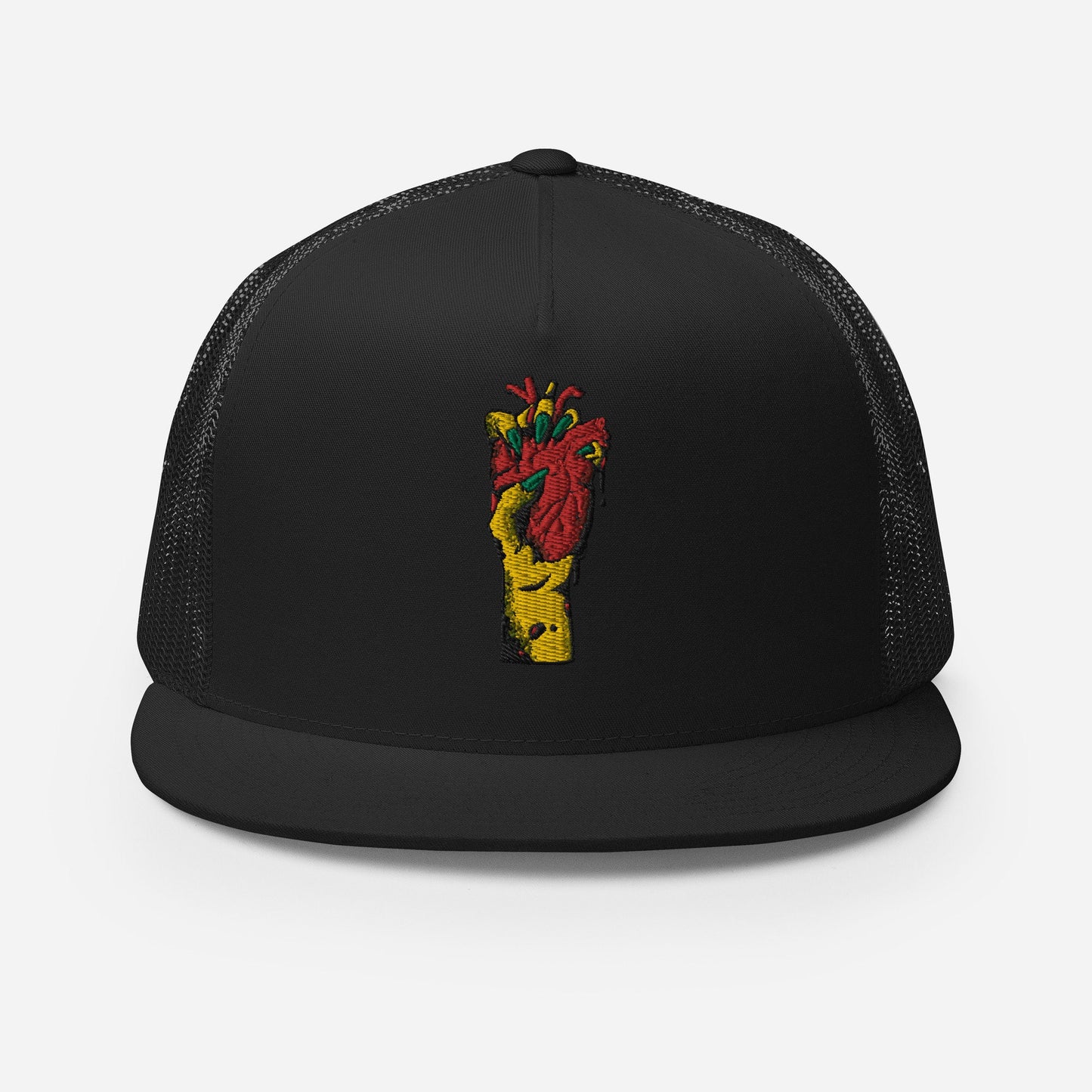 Casquette Trucker Minimaliste en Coton avec Motif Brodé, dos en maille – Unisexe - filet respirant, Style rétro, design "Coeur déjà pris"