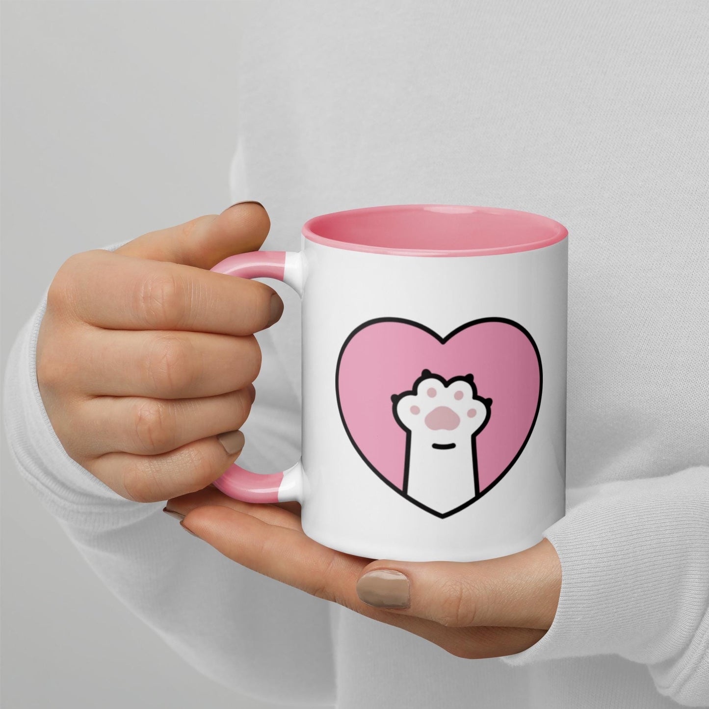 Mug à Intérieur Coloré – Tasse en Céramique Élégante - Design Patte de Chat - pour Café Thé Chocolat - cuisine, cadeau, anniversaire, bureau