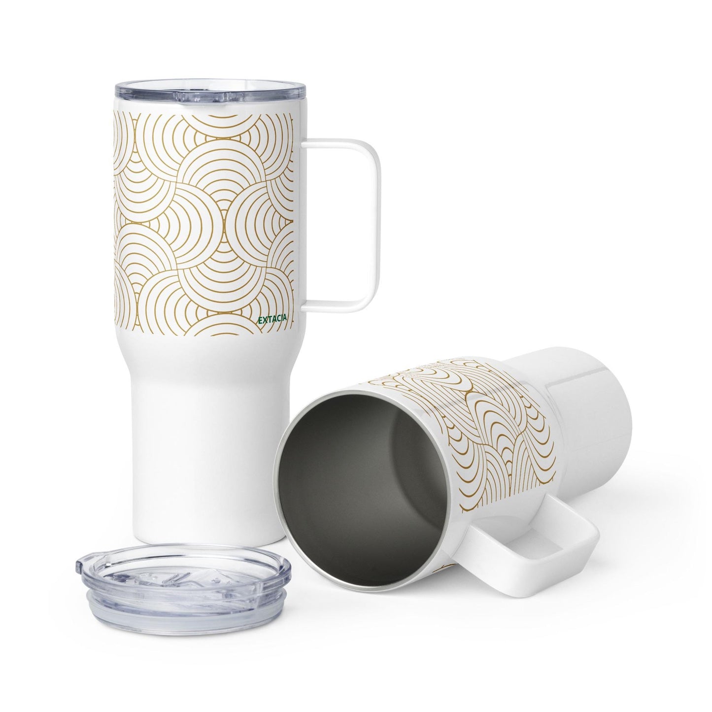 Mug Isotherme Inox - Mug de Voyage Isotherme en Acier Inoxydable avec Anse – Design Graphique - THERMOS, gobelet - Durable, Léger, Étanche