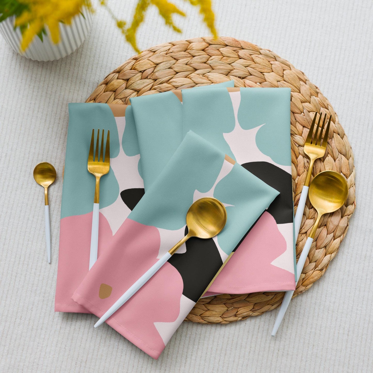 Lot de 4 Serviettes de Table en Tissu – Carrées, Lavables en Machine, Résistantes et Réutilisables - Design, Élégants, Décoration de Table