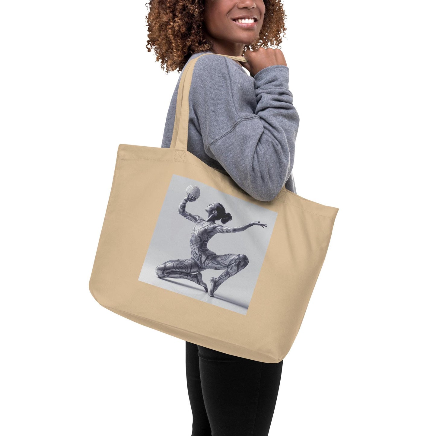 Grand Cabas en toile 100% Coton Biologique - Personnalisable – Gymnaste, Danseuse - Grand Tote Bag éco responsable, cadeau pratique, durable