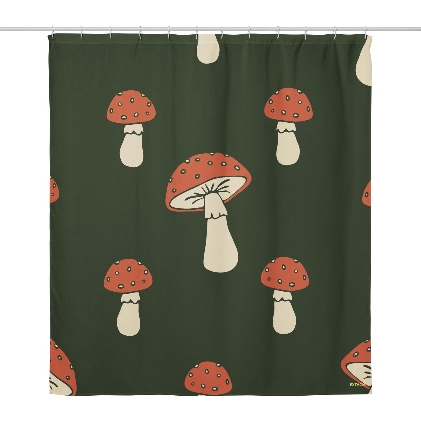 Rideau de Douche Personnalisable – Résistant, Waterproof, Anti-Moisissure - Salle de Bain Moderne, Cadeau - Design Minimaliste Champignons