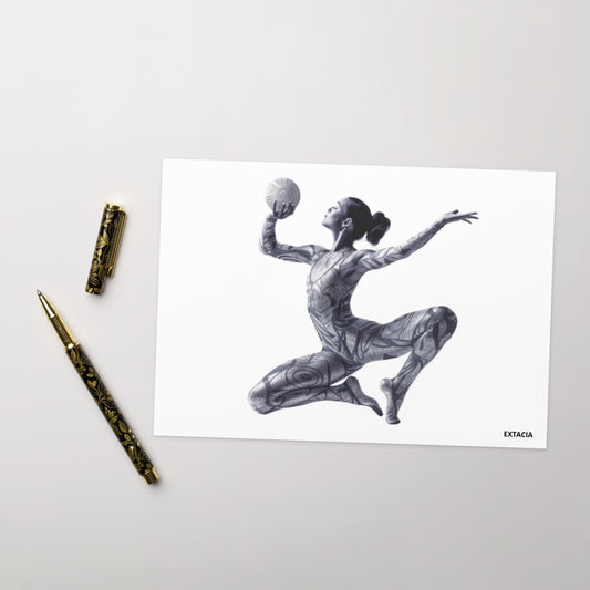 Carte de Vœux imprimée avec Illustration Originale carte artistique avec enveloppe, papeterie délicate pour message personnel gymnaste danse