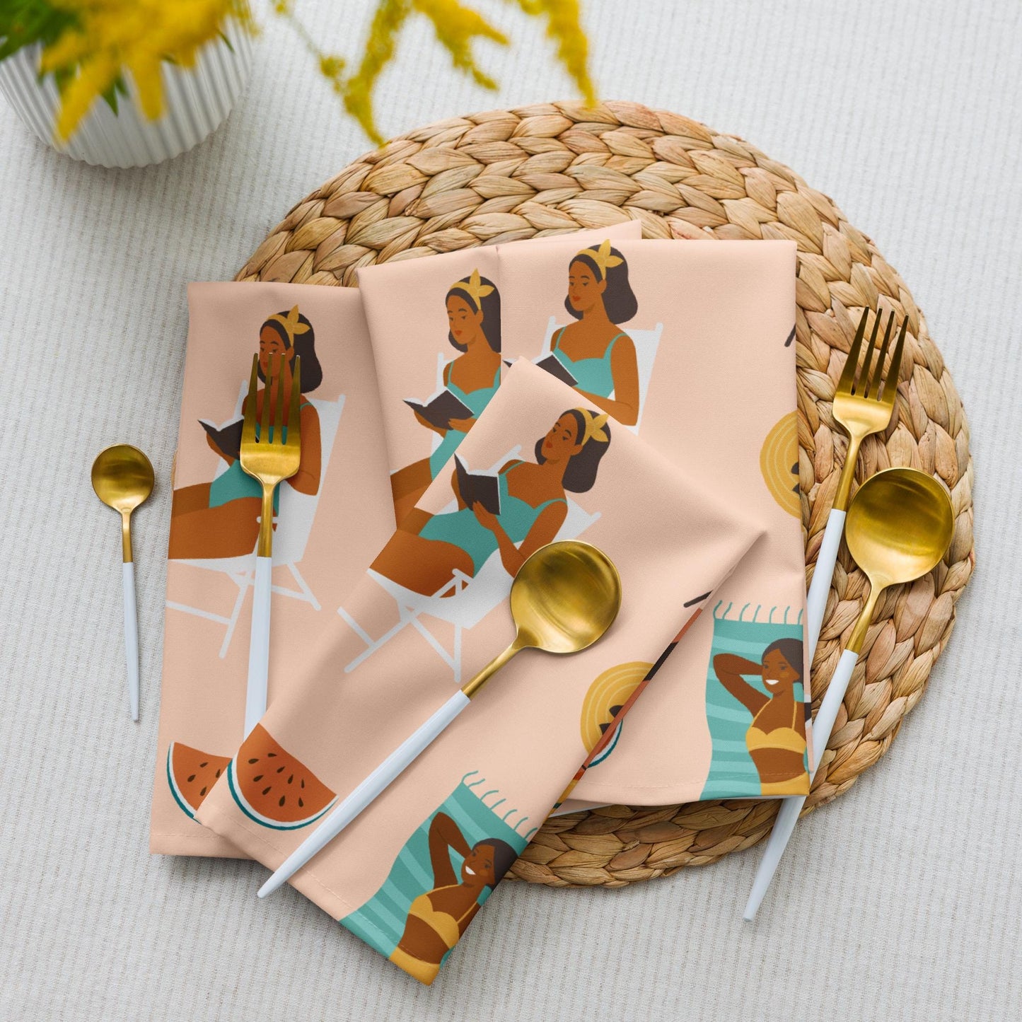 Lot de 4 Serviettes de Table en Tissu – Carrées, Lavables en Machine, Résistantes et Réutilisables - Design, Élégants, Décoration de Table