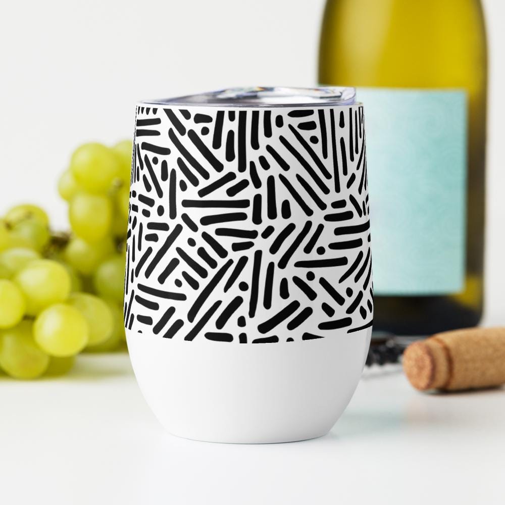 Mug Isotherme Inox - Petit Thermos Isotherme en Acier Inoxydable – Design Graphique - Mug de Voyage, Gobelet à Vin, Café, Thé, Étanche