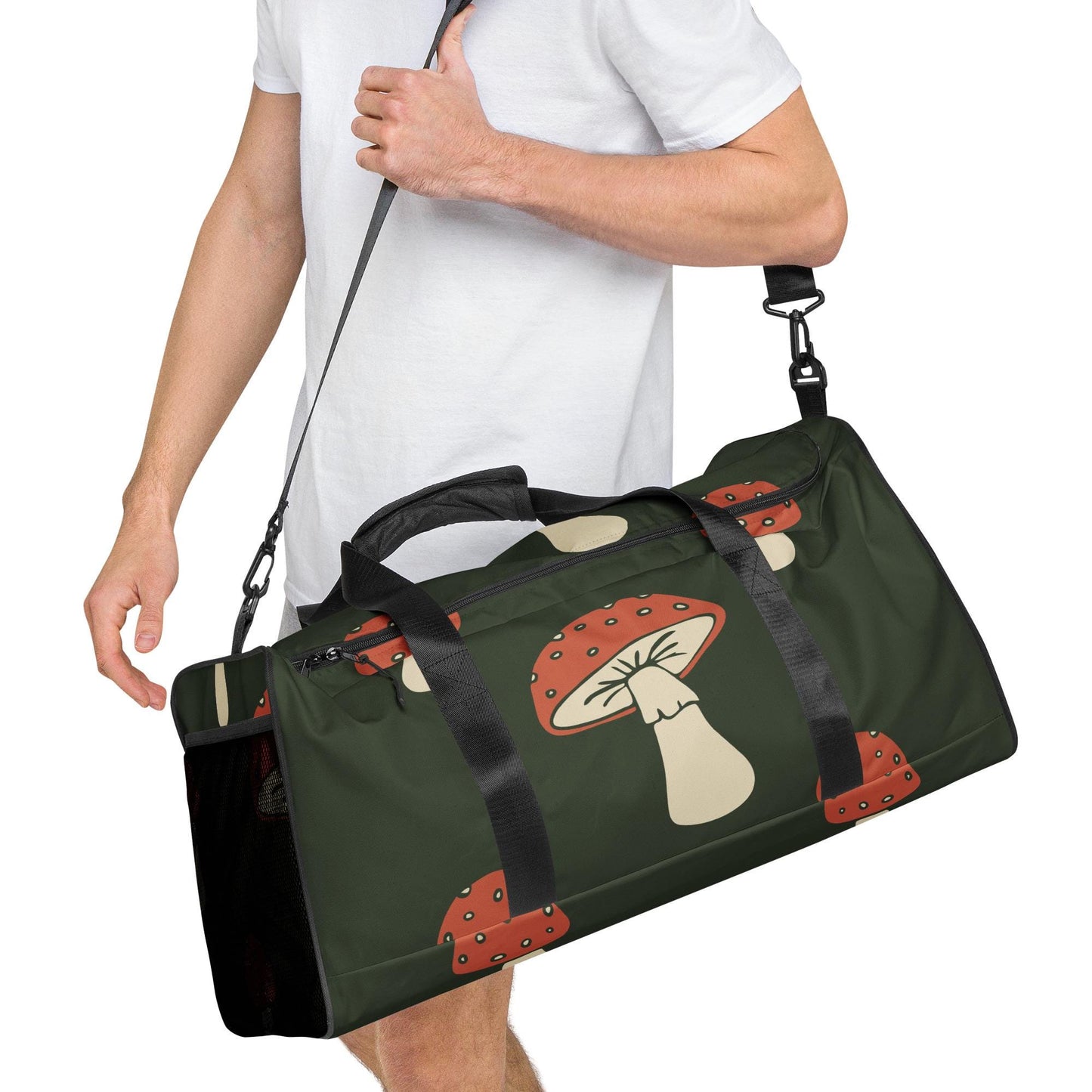 Sac de Voyage Grand Format - Sac de sport - Léger, Spacieux et Résistant - Weekends, Gym - cadeau - Design Minimaliste Champignons