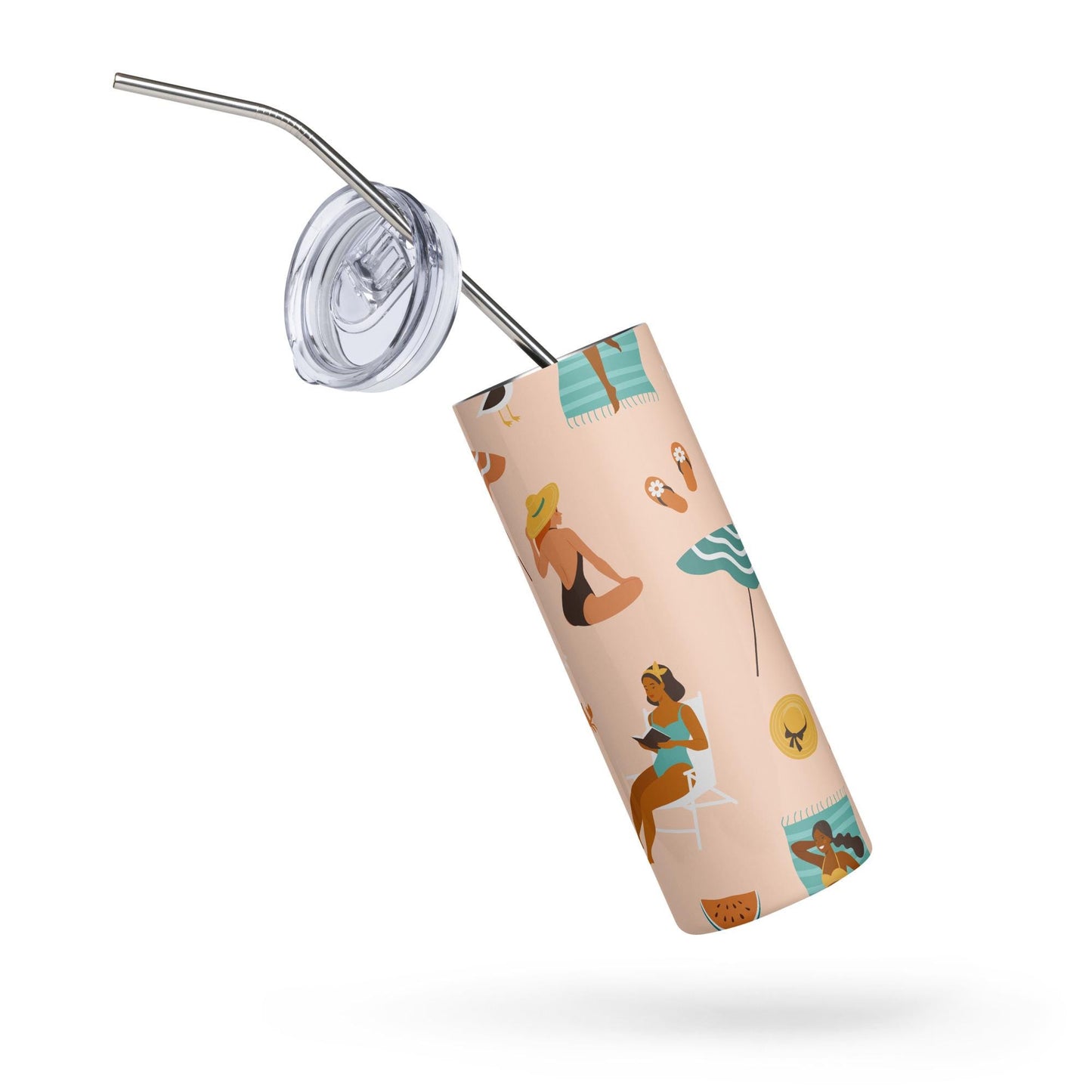 Mug isotherme inox - Gobelet en Acier Inoxydable – Design des Silhouettes Feminines, des Femmes, Plage, été - Mug de Voyage Durable, Étanche