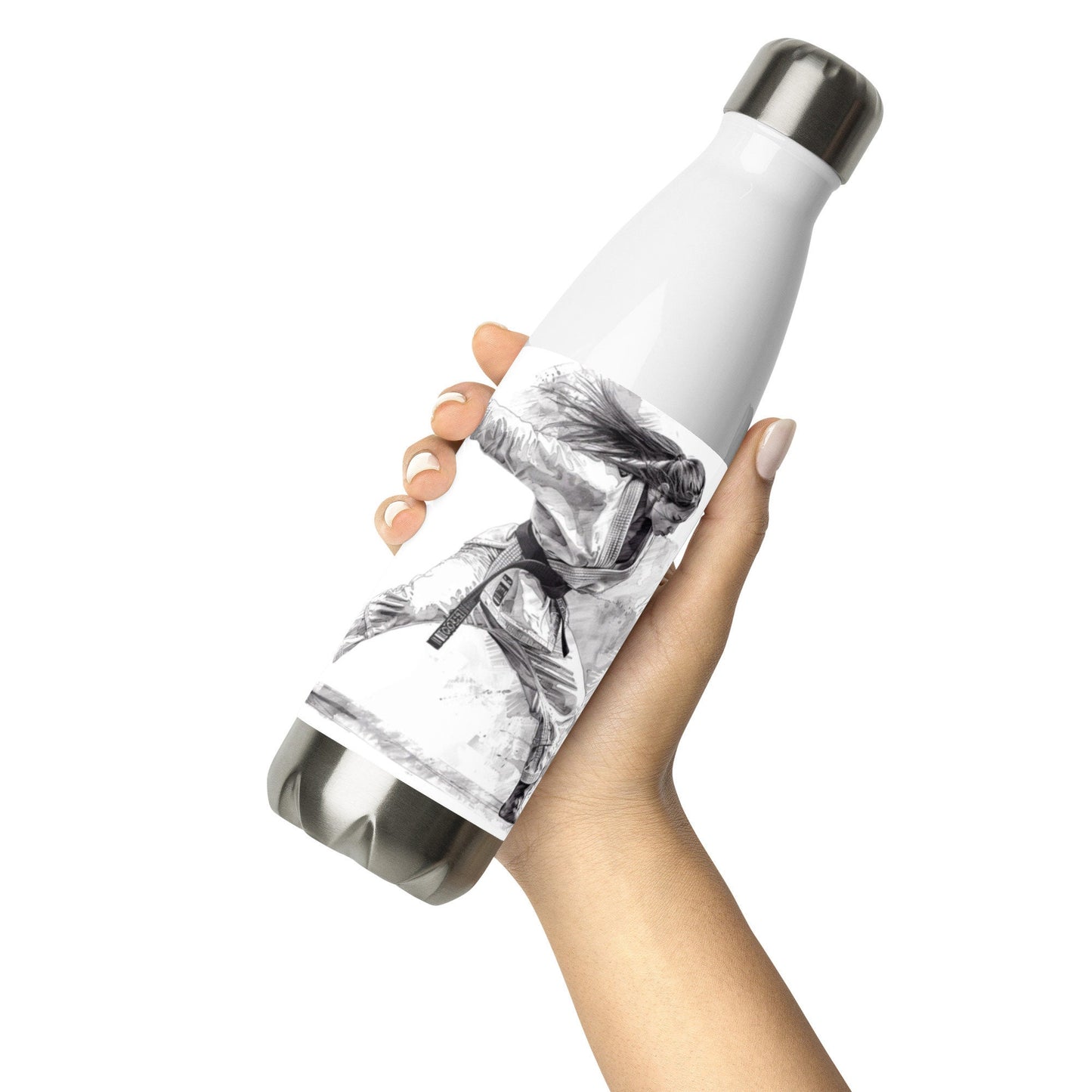 Bouteille Noir - Gourde Étanche Isotherme en Acier Inoxydable – Design Arts Martiaux - Durable – Bureau, Sport, Camping Randonnée cadeau