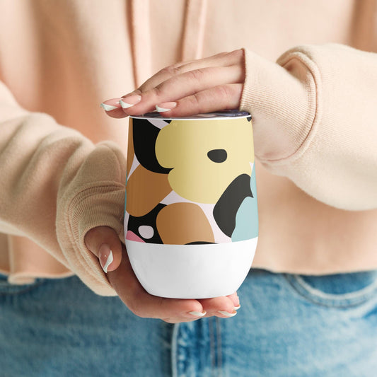 Mug Isotherme Inox - Petit Thermos Isotherme en Acier Inoxydable – Design Florale - Mug de Voyage, Gobelet à Vin, Café, Thé, Étanche
