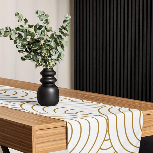 Chemin de table imprimé déco moderne - tissu résistant lavable - accessoire élégant pour table salle à manger ou buffet - décoration maison