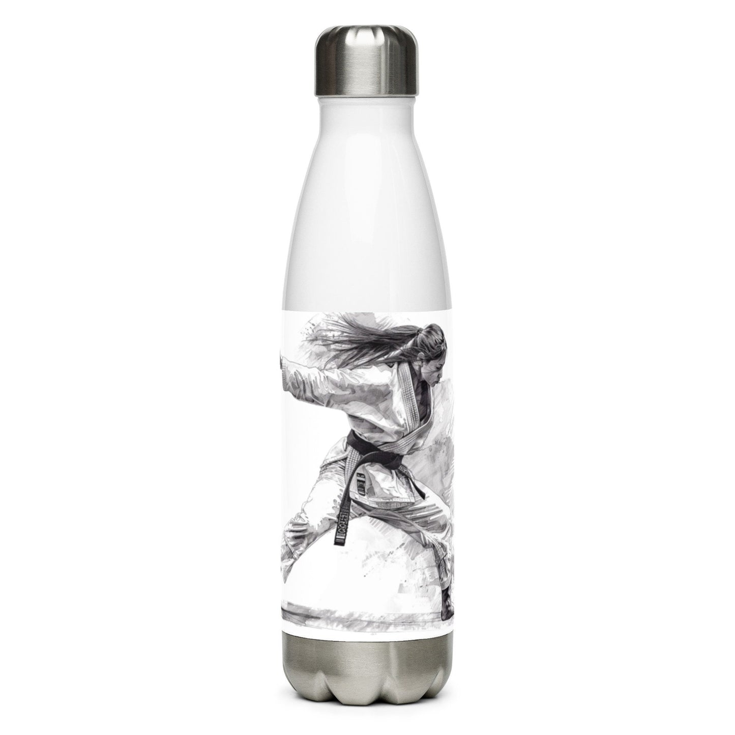Bouteille Noir - Gourde Étanche Isotherme en Acier Inoxydable – Design Arts Martiaux - Durable – Bureau, Sport, Camping Randonnée cadeau