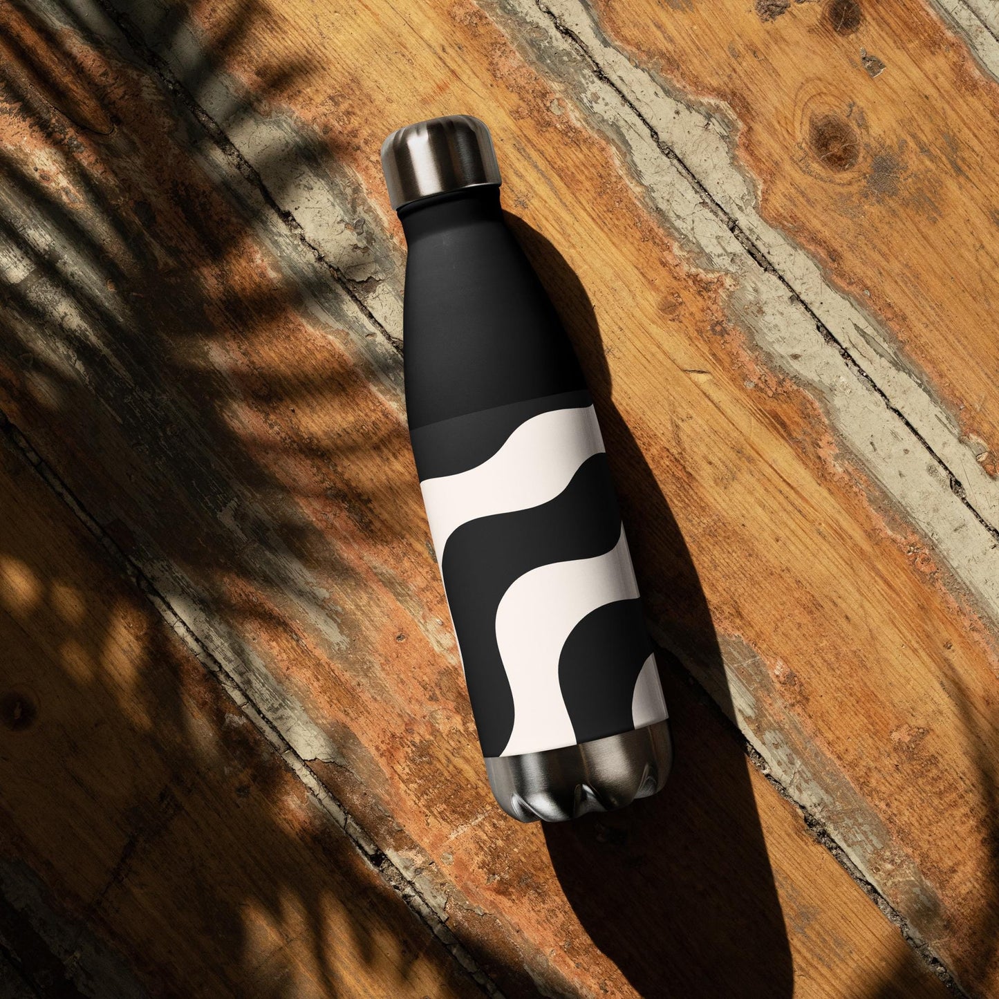 Bouteille en Inox Noir - Gourde Étanche Isotherme en Acier Inoxydable – Design Graphique - Durable – Bureau, Sport, Camping Randonnée cadeau