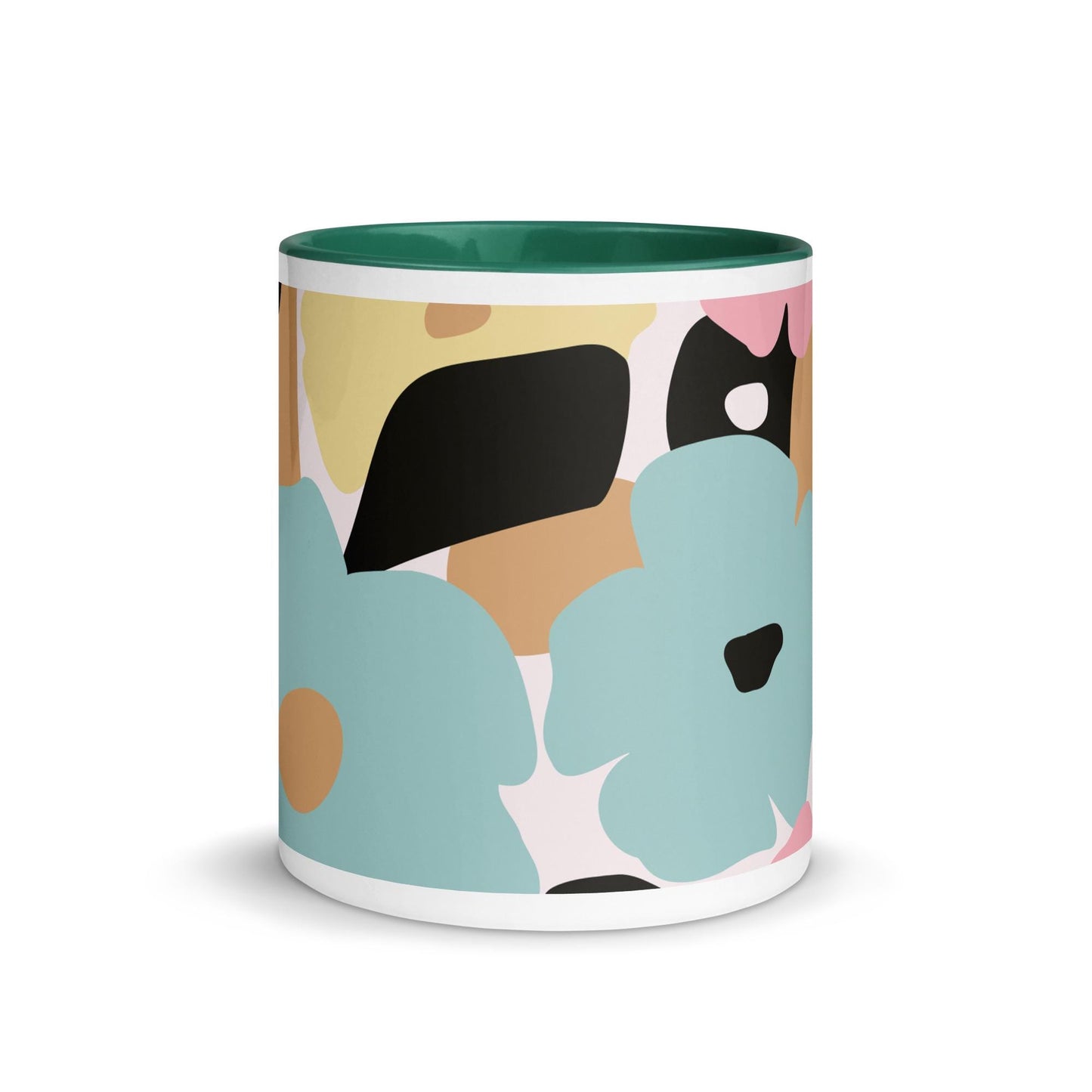 Mug à Intérieur Coloré – Tasse en Céramique Élégante - Design Florale - Café, Thé, Chocolat - cuisine, cadeau, anniversaire, bureau