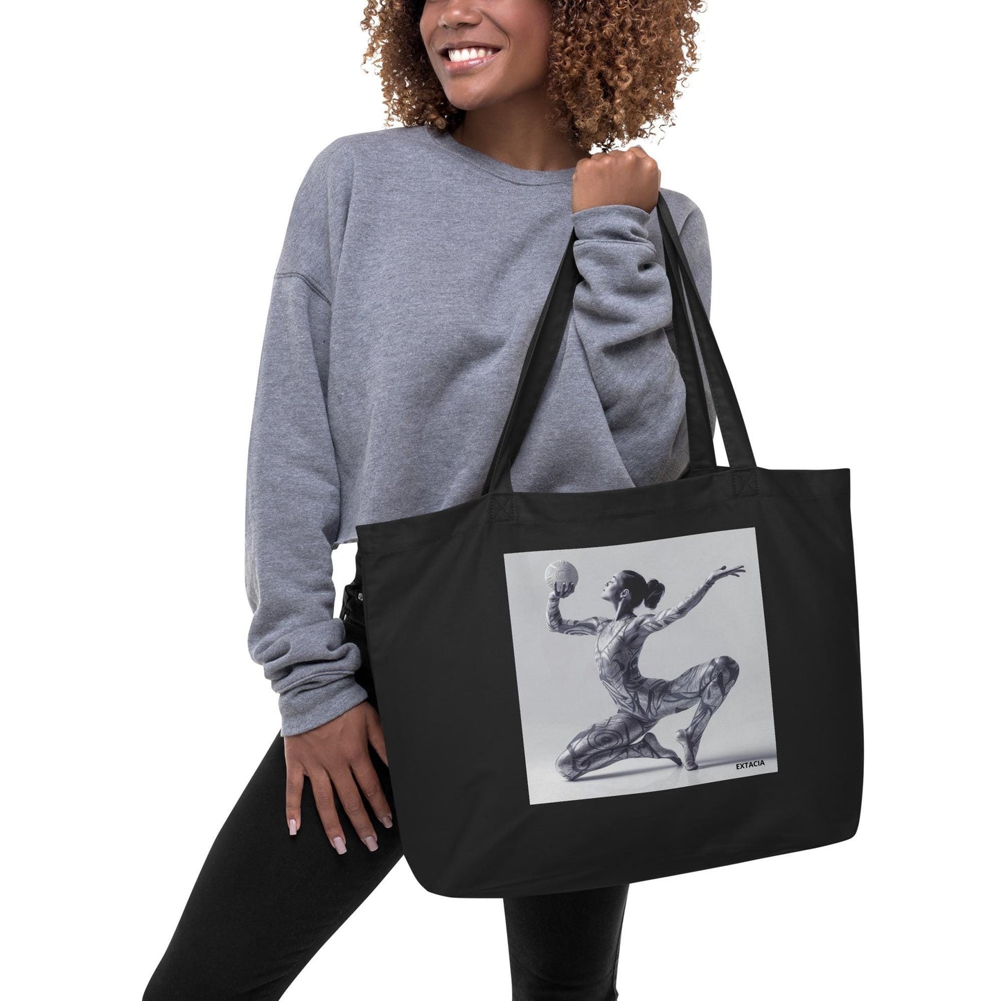 Grand Cabas en toile 100% Coton Biologique - Personnalisable – Gymnaste, Danseuse - Grand Tote Bag éco responsable, cadeau pratique, durable