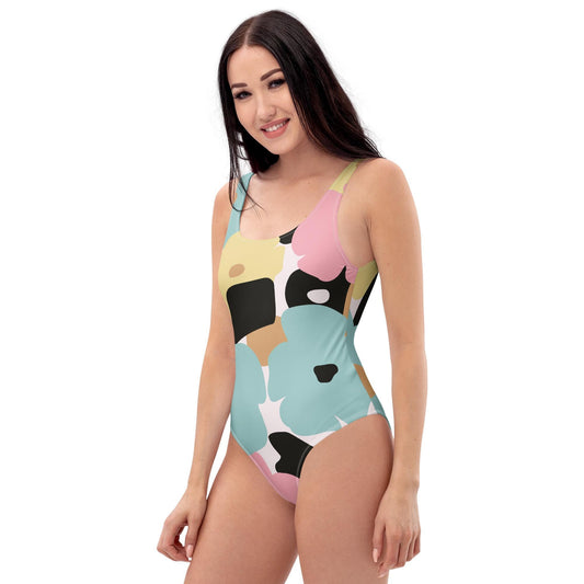 Maillot de bain 1 pièce pour femme – Fleuri, Pastel – Confort, maintien & séchage rapide – Minimaliste