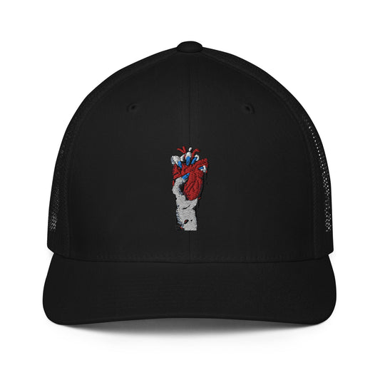 Casquette noire avec dos en maille et motif brodé - snapback non ajustable - unisexe -  streetwear, accessoire mode, cadeau, été comme hiver
