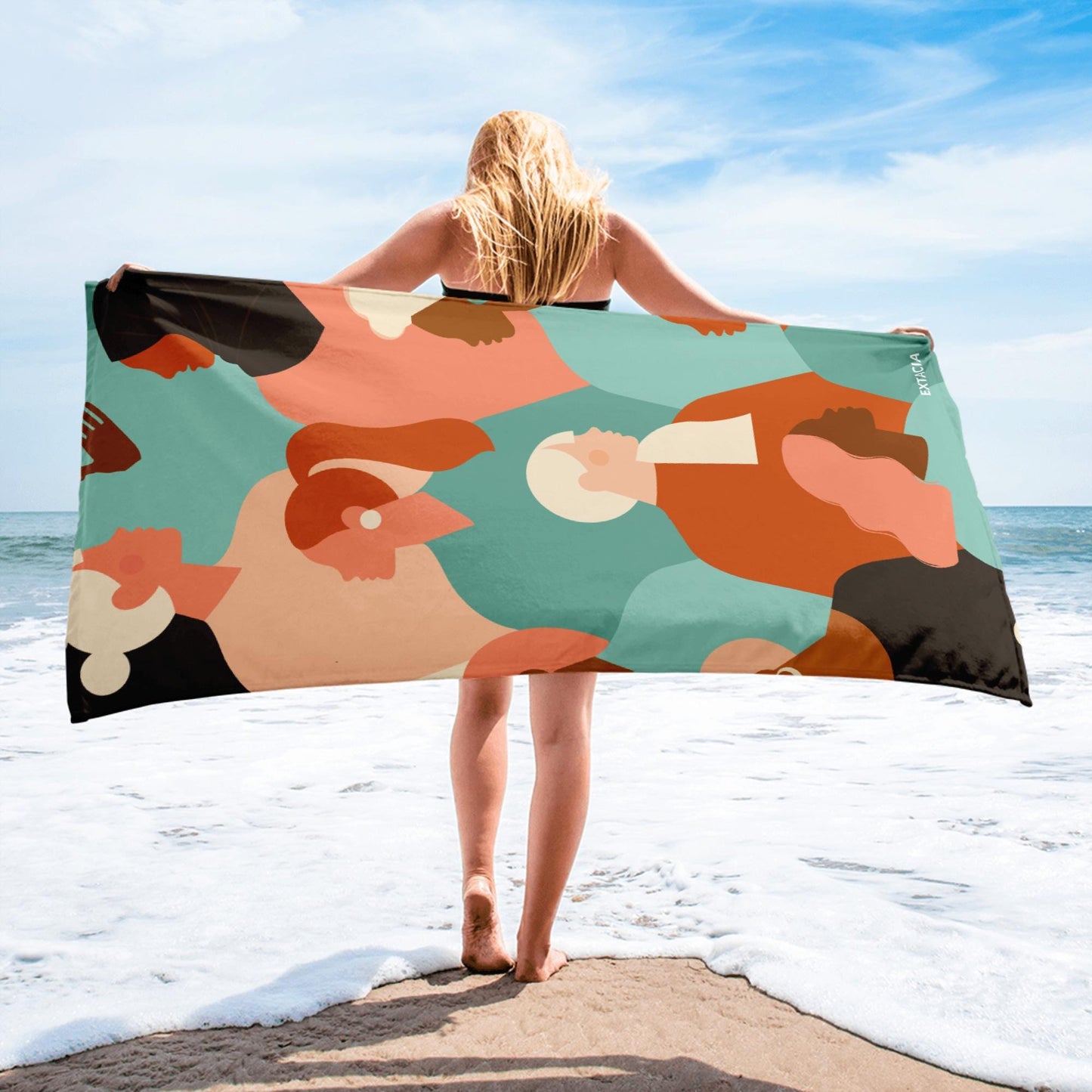Serviette de Bain en Coton – Serviette de plage - Douce, Absorbante, Compacte - Voyage, cadeau Design Silhouettes Feminines, Femmes
