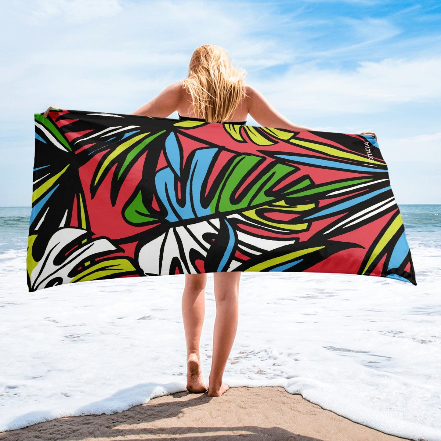 Serviette de Bain en Coton – Serviette de plage - Douce, Absorbante et Compacte - Voyage, Sport, Piscine surf - cadeau Design Nature plantes