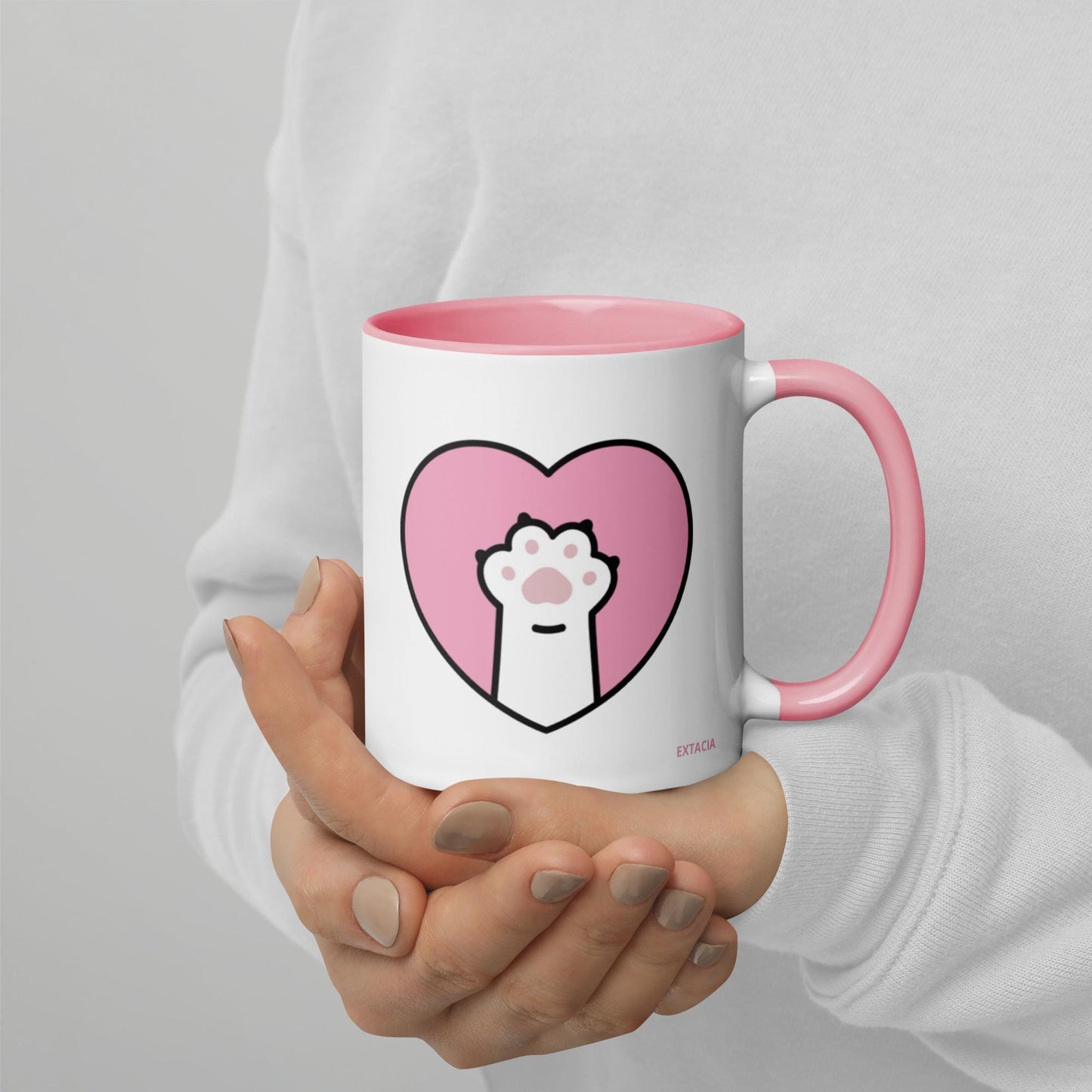 Mug à Intérieur Coloré – Tasse en Céramique Élégante - Design Patte de Chat - pour Café Thé Chocolat - cuisine, cadeau, anniversaire, bureau