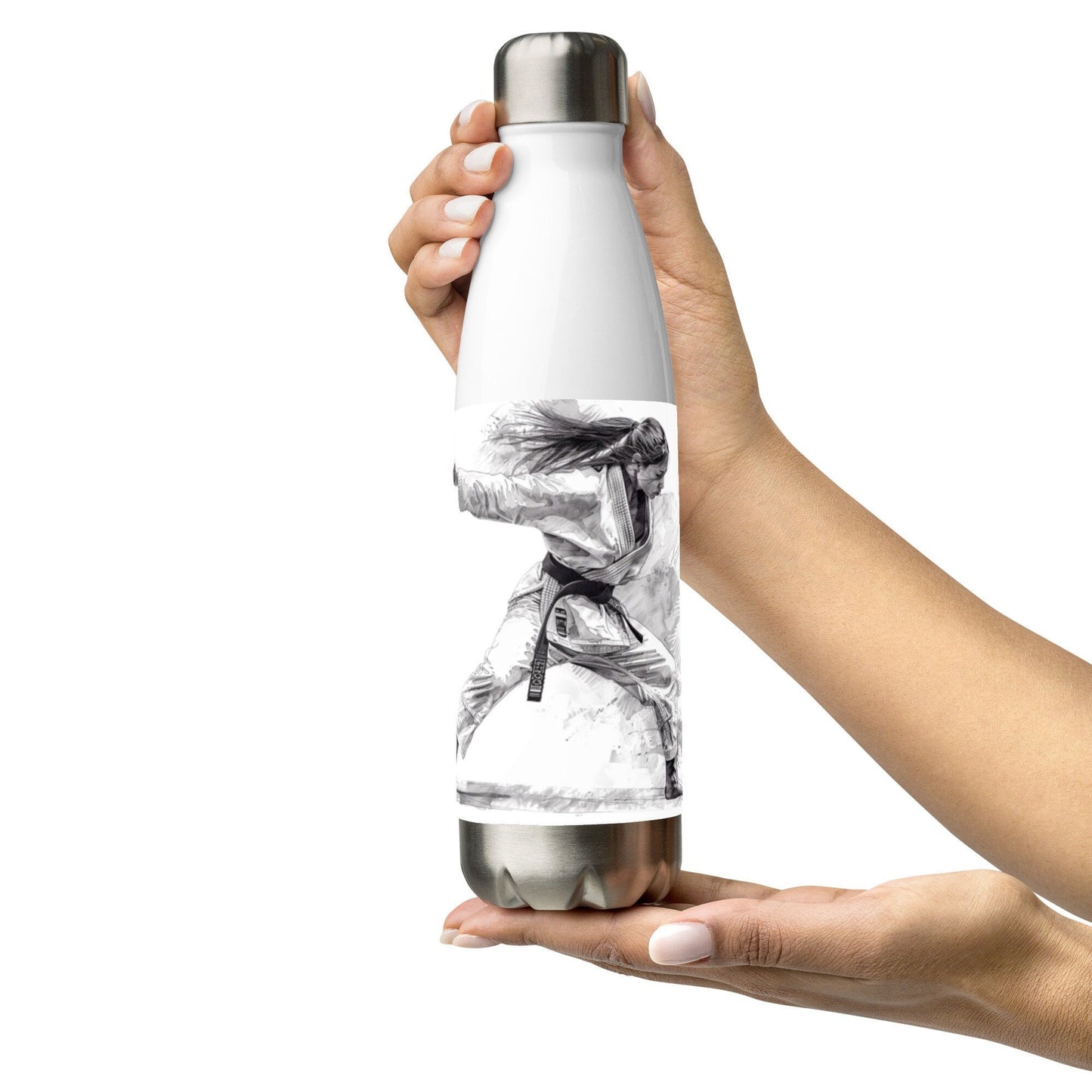 Bouteille Noir - Gourde Étanche Isotherme en Acier Inoxydable – Design Arts Martiaux - Durable – Bureau, Sport, Camping Randonnée cadeau
