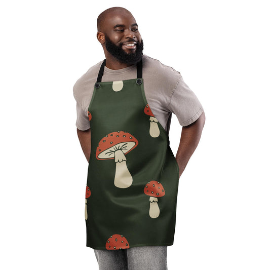 Tablier Minimaliste - Accessoire Unisex et Personnalisable – Poches pratiques – Cuisine, Jardin, Atelier, BBQ, Cadeau - Design Champignons
