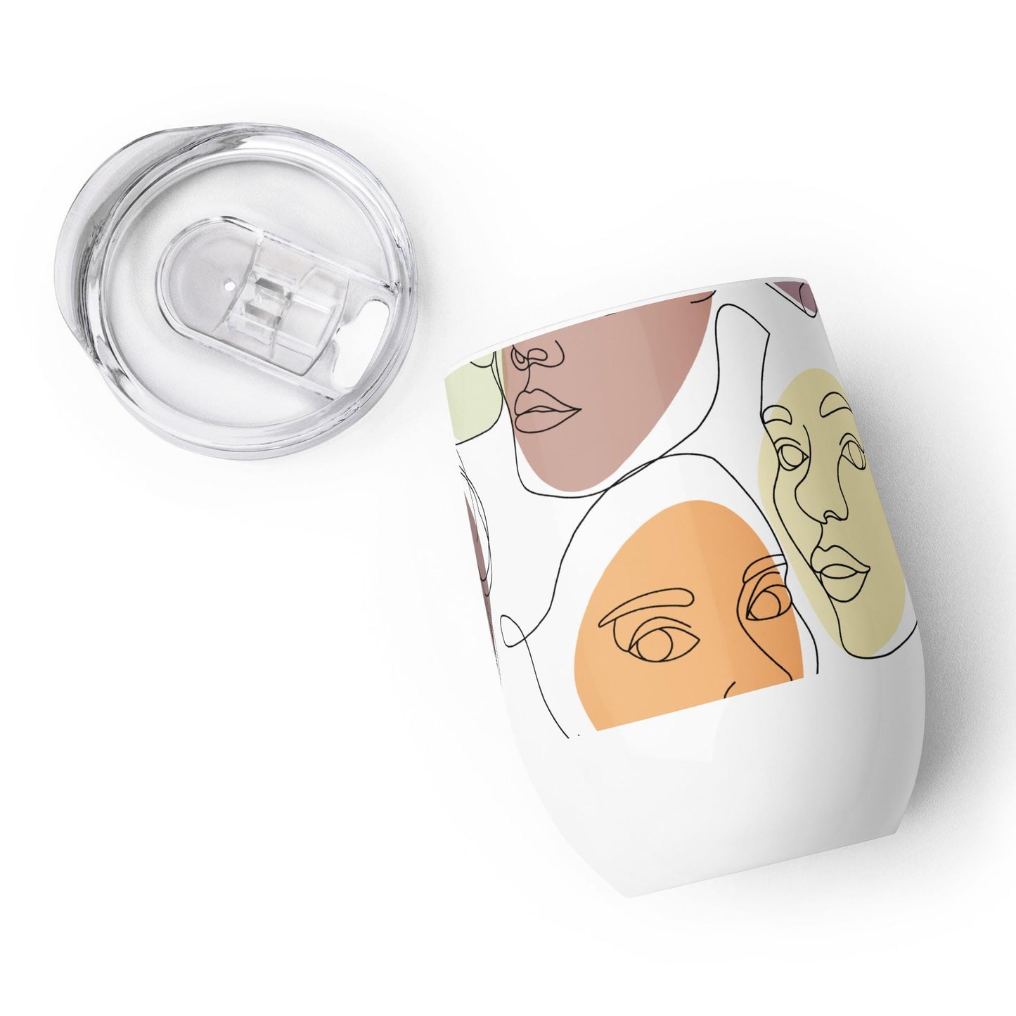 Mug Isotherme Inox - Petit Thermos Isotherme en Acier Inoxydable – Design Artistique Visages Féminins Calligraphie, Mug de Voyage Gobelet