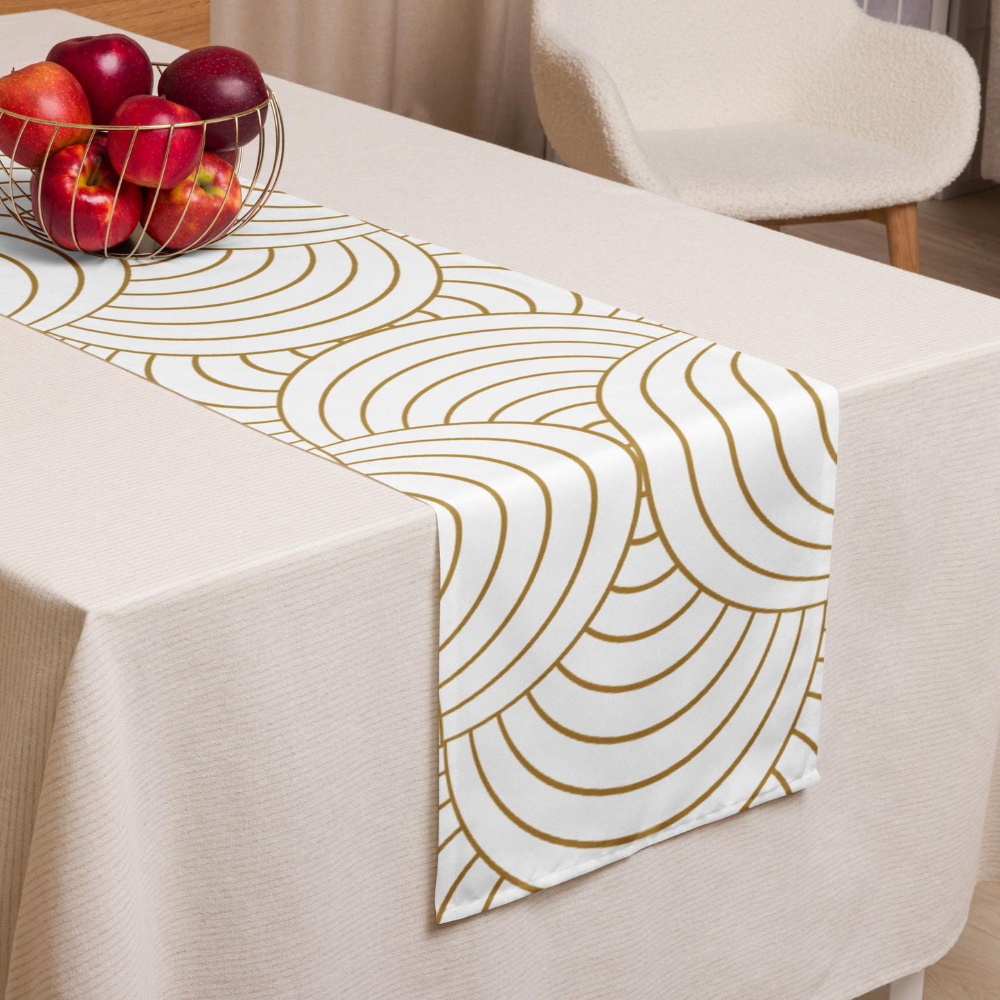 Chemin de table imprimé déco moderne - tissu résistant lavable - accessoire élégant pour table salle à manger ou buffet - décoration maison