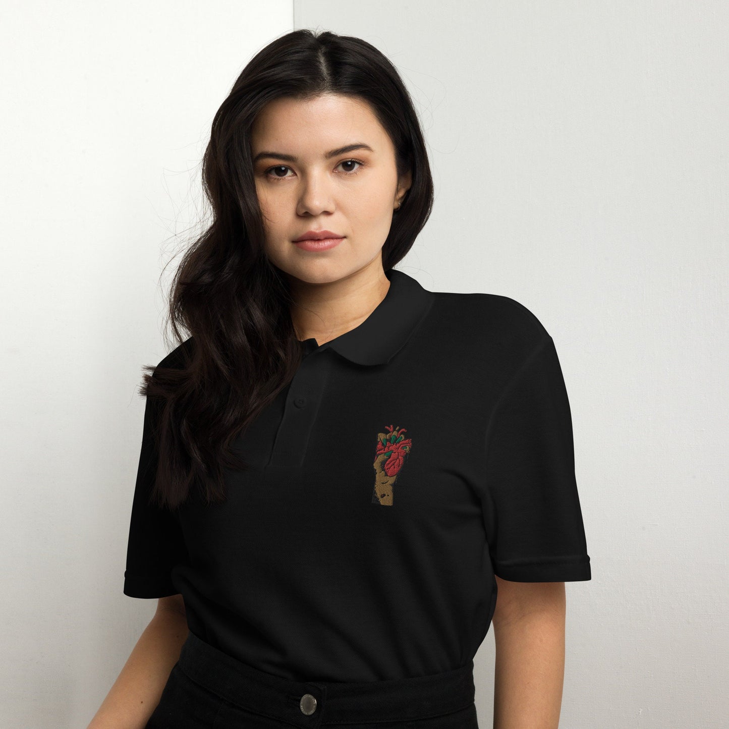 Polo piqué pour Femme 100% Coton - Motif Brodé sur la poitrine - coupe classique, haut casual, élégant, tenue décontractée, cadeau