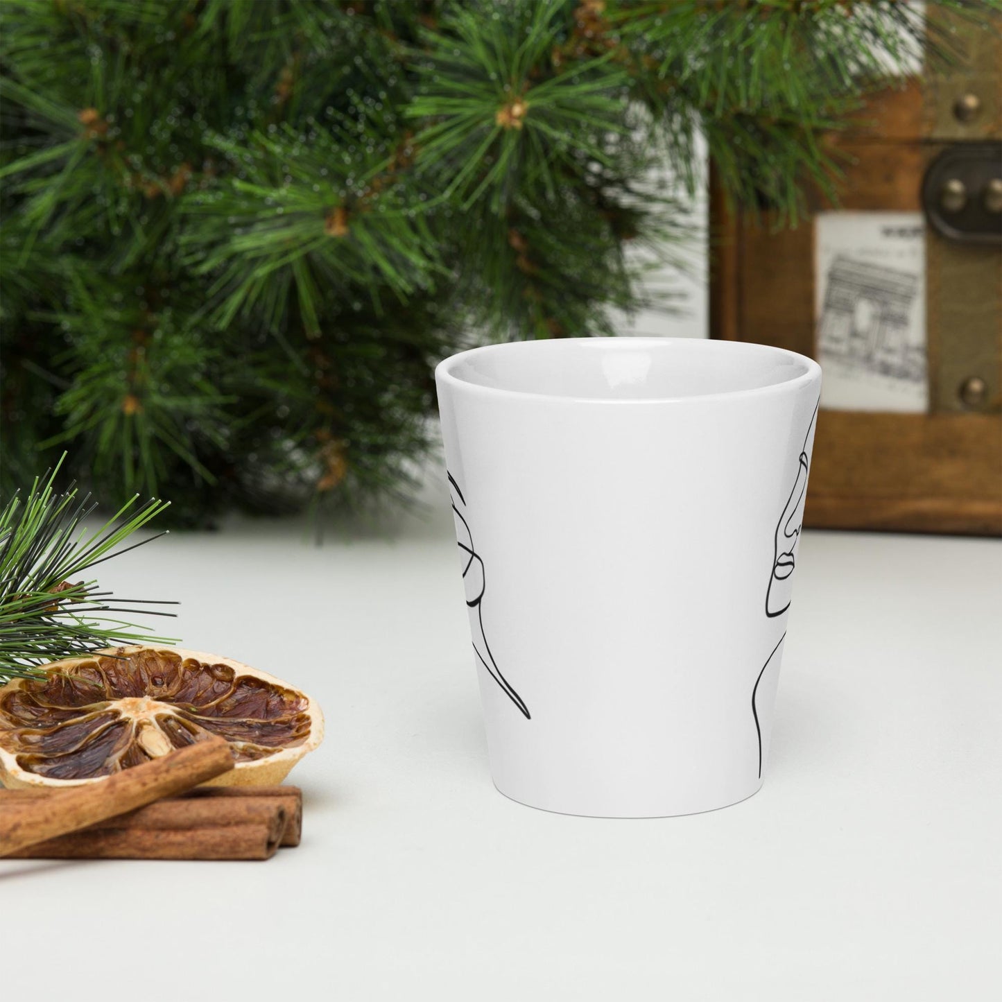 Mug à café en Céramique Blanche - Tasse 12 oz -  Élégante, Ergonomique – Bureau, Cuisine, Maison, Cadeau - Design minimaliste Calligraphie