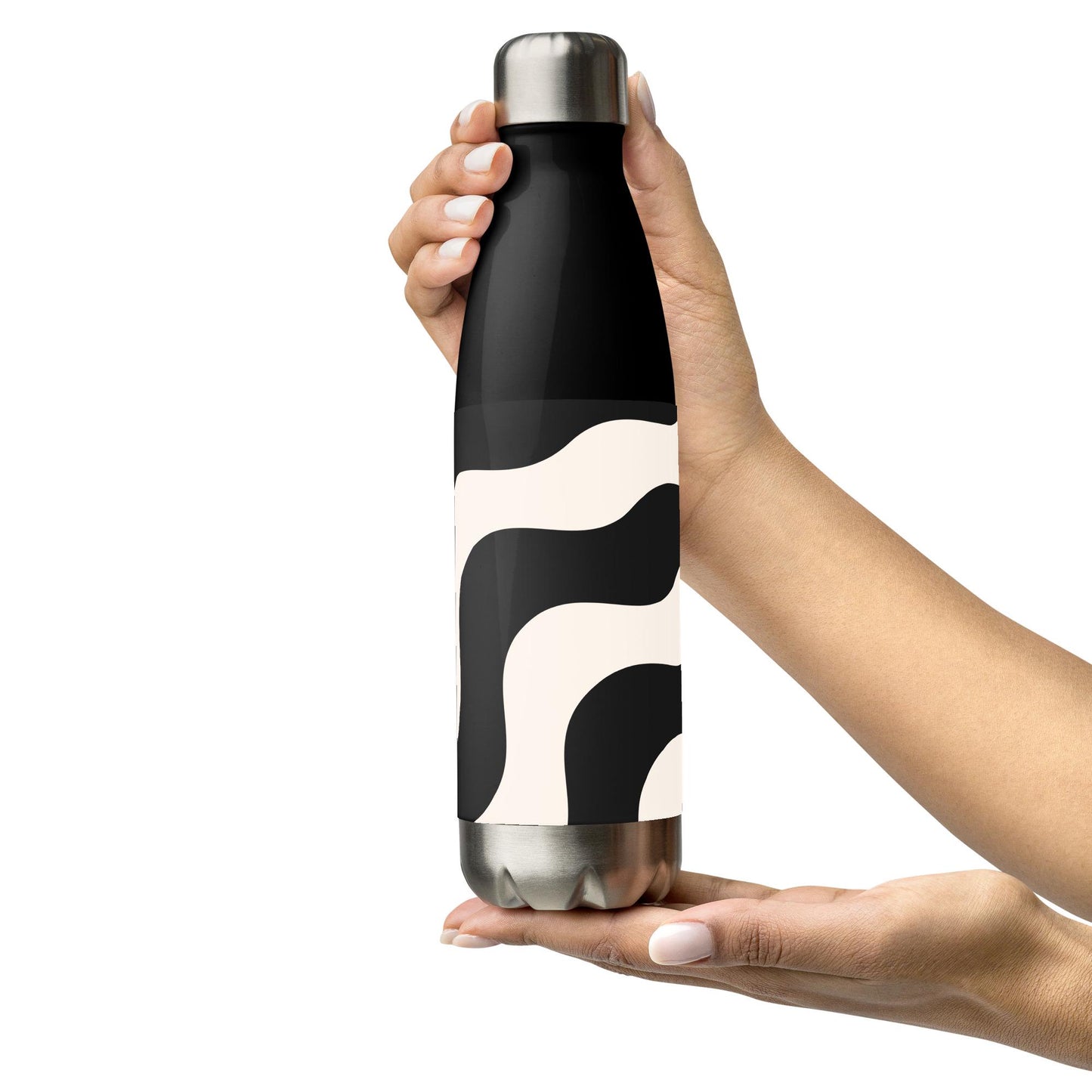 Bouteille en Inox Noir - Gourde Étanche Isotherme en Acier Inoxydable – Design Graphique - Durable – Bureau, Sport, Camping Randonnée cadeau