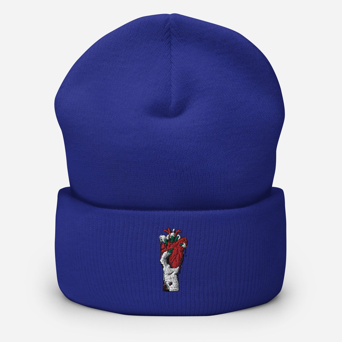 Bonnet Minimaliste à Revers - UNISEX avec motif brodée - accessoire d’hiver doux, chaud - Retro, hip hop, danse, skater, cadeau anniversaire