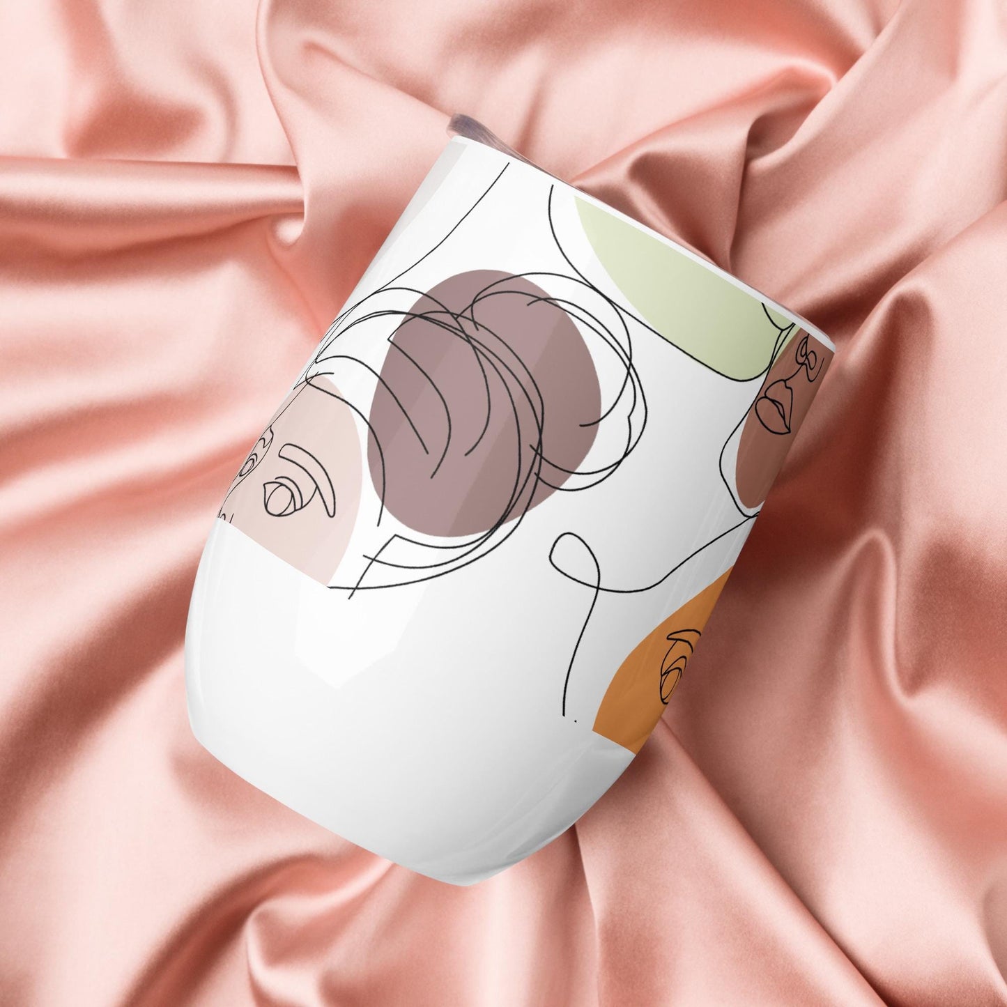 Mug Isotherme Inox - Petit Thermos Isotherme en Acier Inoxydable – Design Artistique Visages Féminins Calligraphie, Mug de Voyage Gobelet