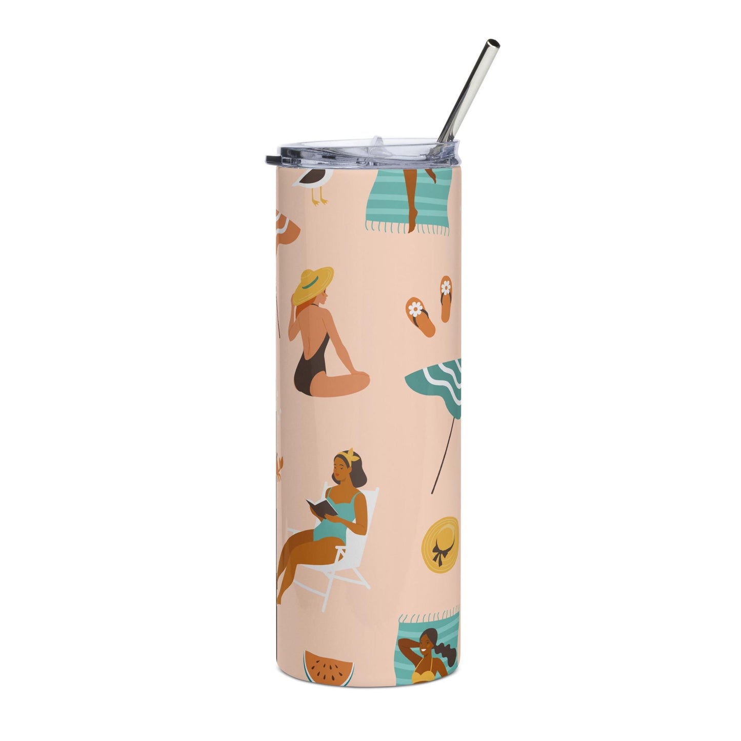 Mug isotherme inox - Gobelet en Acier Inoxydable – Design des Silhouettes Feminines, des Femmes, Plage, été - Mug de Voyage Durable, Étanche