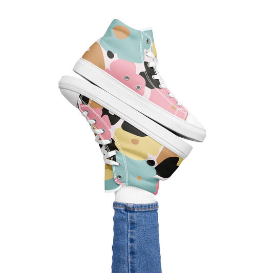 Baskets hautes en toile femme - Fleuri, Pastel – Légères et confortables – Minimaliste