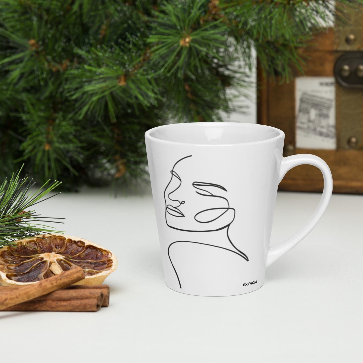 Mug à café en Céramique Blanche - Tasse 12 oz -  Élégante, Ergonomique – Bureau, Cuisine, Maison, Cadeau - Design minimaliste Calligraphie