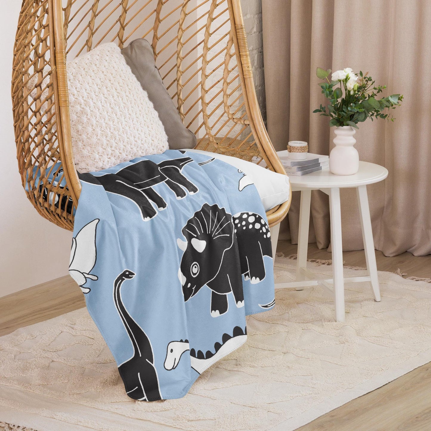 Plaid Doux en Sherpa Dinosaure – Couverture Chaude et Confortable - Salon, Canapé, Lit, décoration maison, cadeau, Noël anniversaire chambre