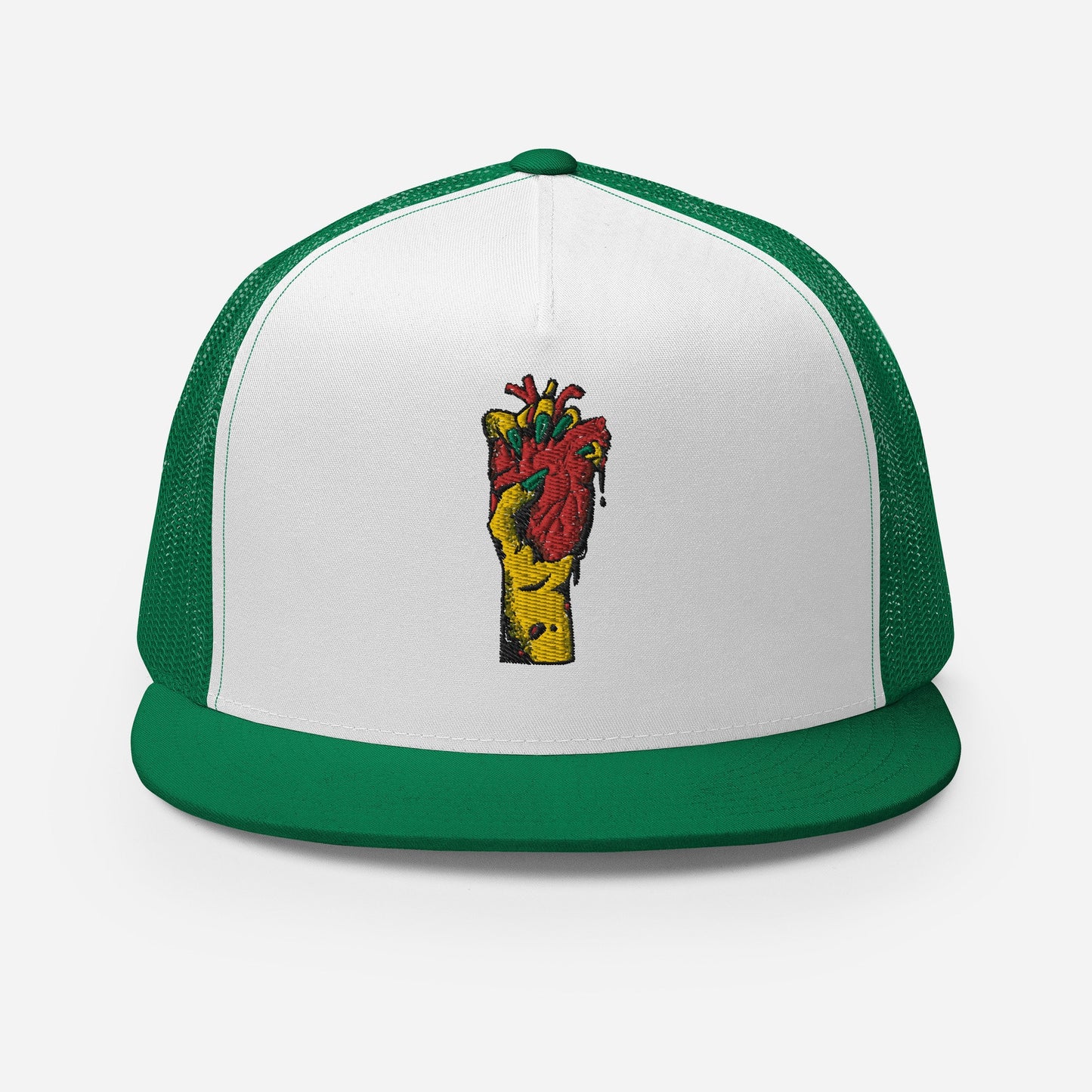 Casquette Trucker Minimaliste en Coton avec Motif Brodé, dos en maille – Unisexe - filet respirant, Style rétro, design "Coeur déjà pris"