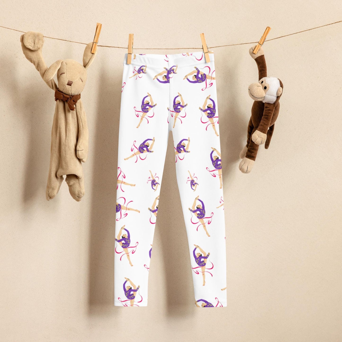 Leggings Bébé et Petite Fille  - Confortable, Doux et Extensible - quotidien, sport, urbain, école, cadeau – Design Danseuse Gymnaste