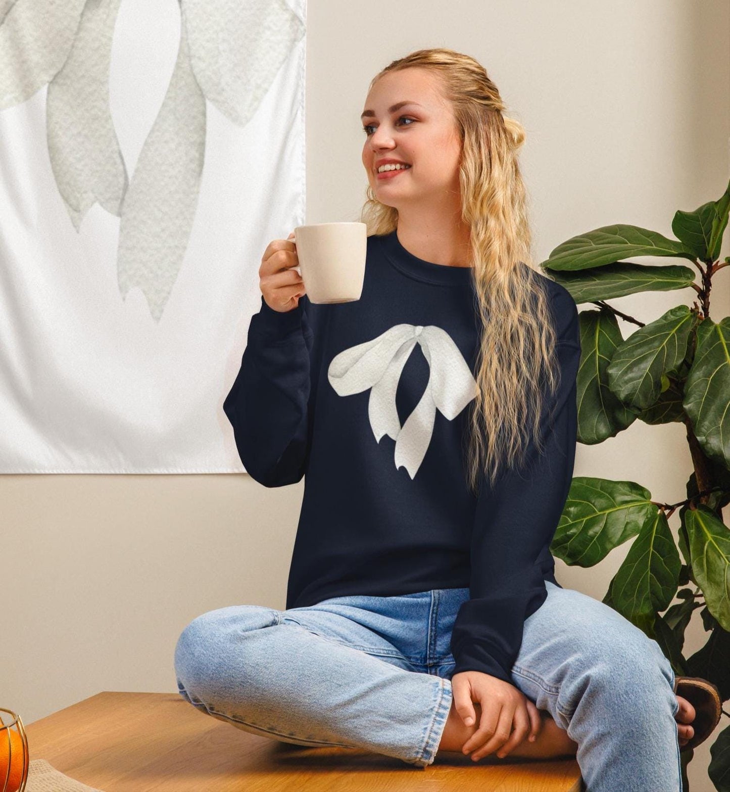 Sweat Minimaliste pour Femme à Col Rond en Coton - Pull Personnalisable, doux, coupe classique, confortable tendance - cadeau d'anniversaire