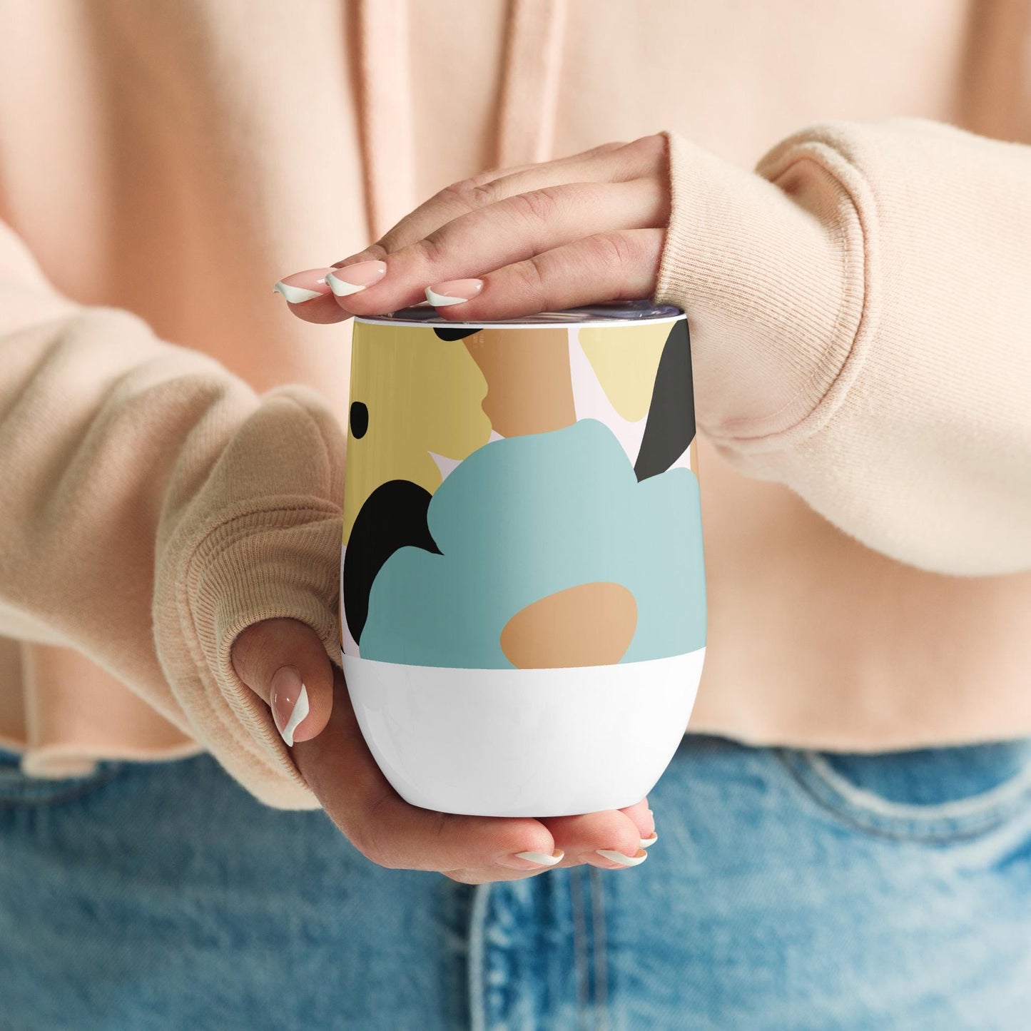 Mug Isotherme Inox - Petit Thermos Isotherme en Acier Inoxydable – Design Florale - Mug de Voyage, Gobelet à Vin, Café, Thé, Étanche
