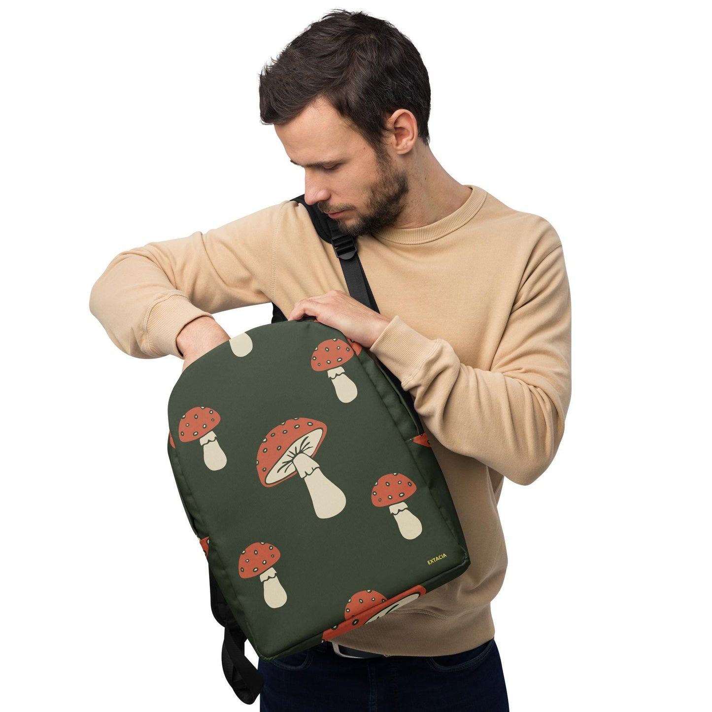 Sac à dos minimaliste - Léger, Spacieux et Résistant - design minimaliste - Voyages, École, Sport, Ordinateur Design Minimaliste Champignons