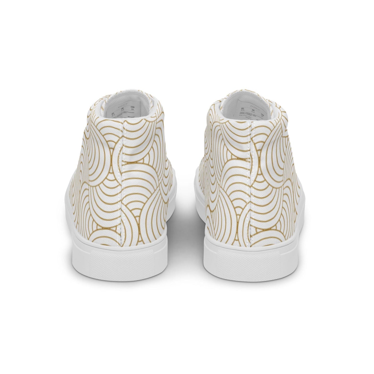 Baskets hautes en toile femme - Blanc et Or – Légères et confortables – Graphique