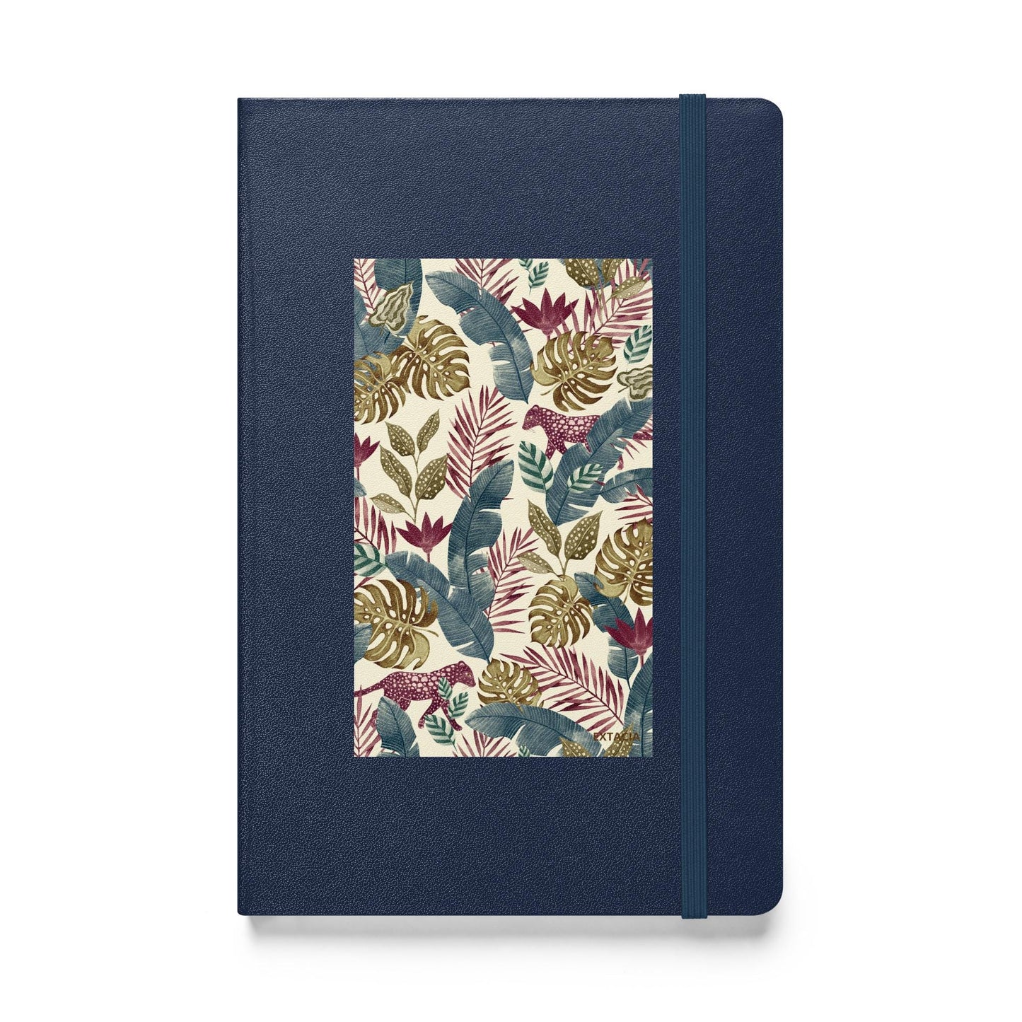 Carnet à couverture rigide vue de face, design minimal - bleu marine - Forêt Printanière